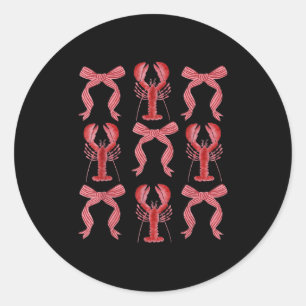 Pink Bow Cute Coquette Crawfish Y2k Clean Girl Aes Classic Round Sticker