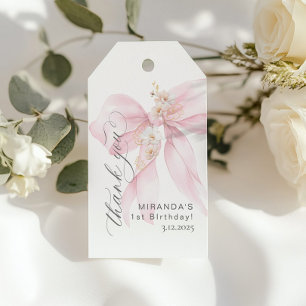 Pink Bow Cute girl Birthday party Gift Tags