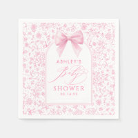 Pink Bow Cute Whimsical Chinoiserie Baby Shower