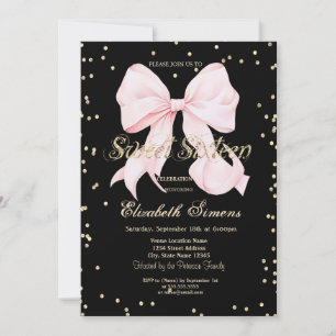 Pink Bow Diamonds Princess Sweet 16 Invitation