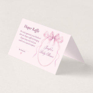 Pink Bow Diaper Raffle Card for Baby Shower