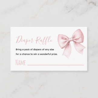 Pink Bow Diaper Raffle Coquette Baby Girl Shower Enclosure Card