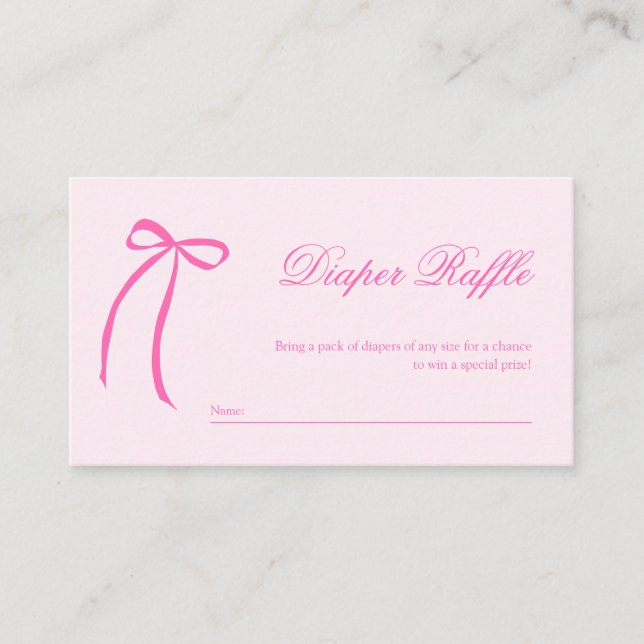 Pink Bow Diaper Raffle Enclosure Card (Front)