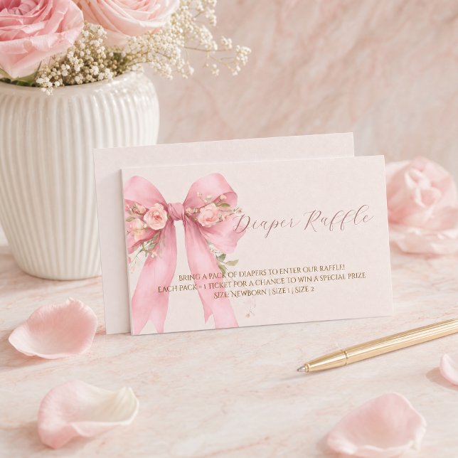 Pink Bow Diaper Raffle Enclosure Card (Creator Uploaded)