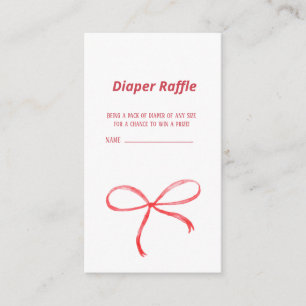 pink Bow Diaper Raffle Ticket for Baby Shower Enclosure Card