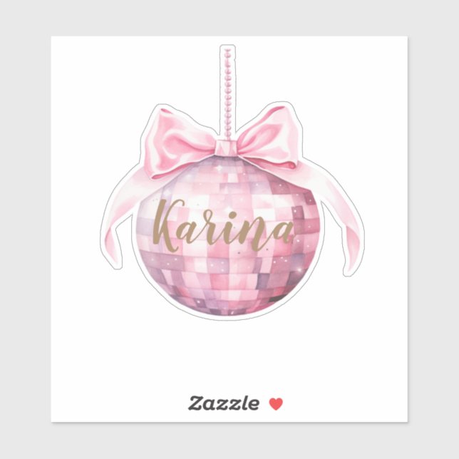 Pink Bow Discoball Custom Sticker (Sheet)