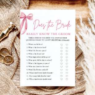 Pink Bow Does The Bride Really Know The Groom Game Invitation