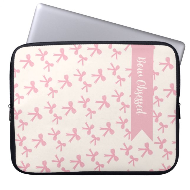 Pink Bow Dreams Laptop Sleeve (Front)