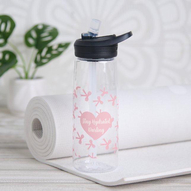 Pink Bow Dreams Water Bottle (Yoga (Rotated))