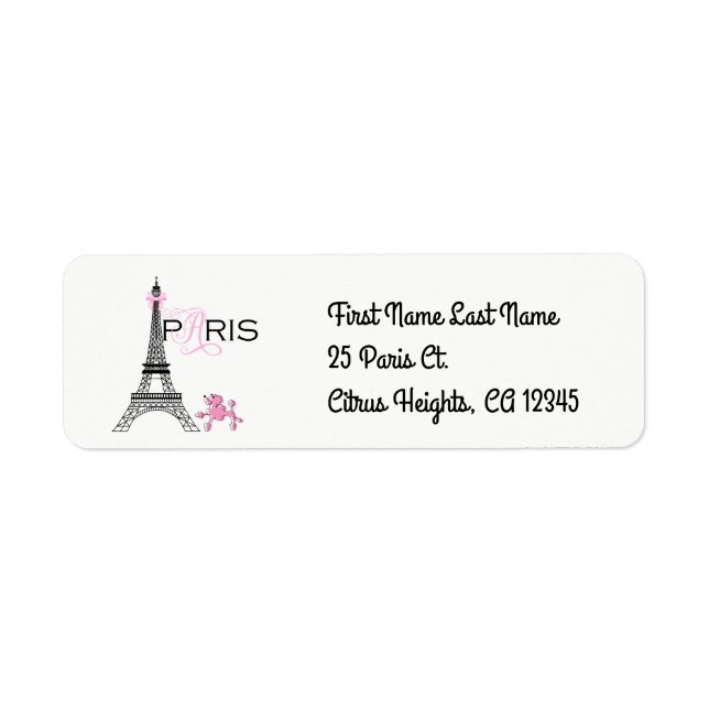 Pink Bow Eiffel Tower Paris France Poodle Chic (Front)