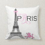 Pink Bow Eiffel Tower Paris France Poodle Custom Cushion<br><div class="desc">Pink Bow Eiffel Tower Paris France Poodle Custom Pillow.</div>