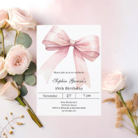 Pink bow elegant Birthday