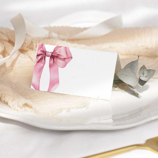 Pink Bow elegant birthday party Place Card (Creator Uploaded)