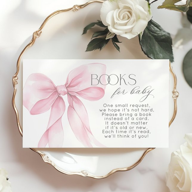 Pink Bow Elegant Calligraphy Book for baby ticket Enclosure Card (Creator Uploaded)