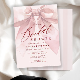 Pink bow elegant coquette bridal shower invitation