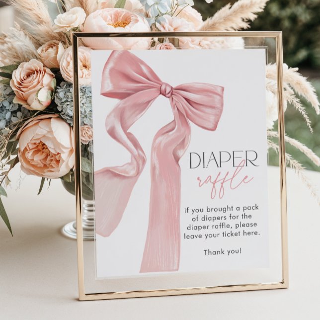 Pink Bow Elegant Coquette Diaper Raffle Poster (Creator Uploaded)
