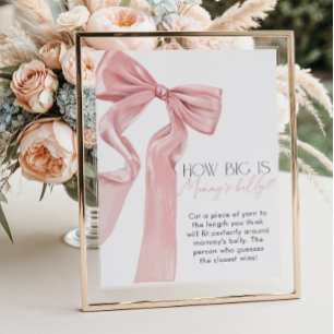Pink Bow Elegant Coquette How Big is Mommy’s Belly Poster