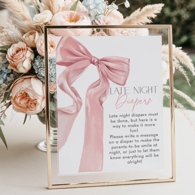 Pink Bow Elegant Coquette Late Night Diapers Poster (Creator Uploaded)
