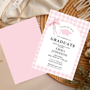 Pink bow Elegant Graduation Party Invitation