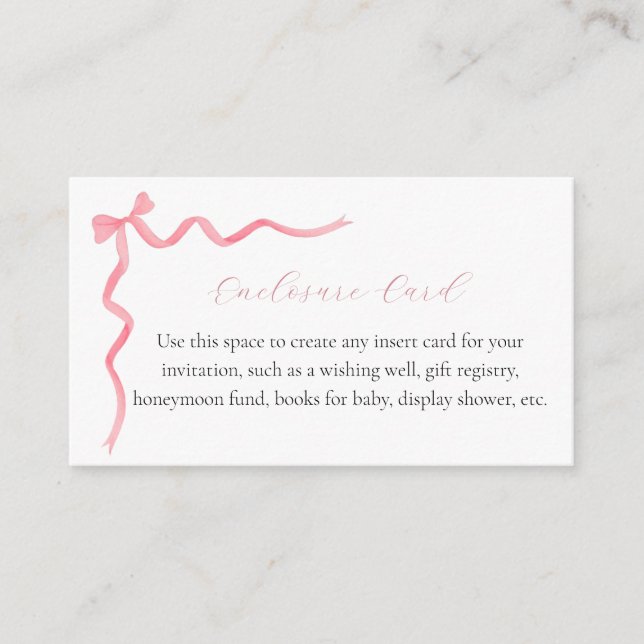 Pink Bow Enclosure Card (Front)
