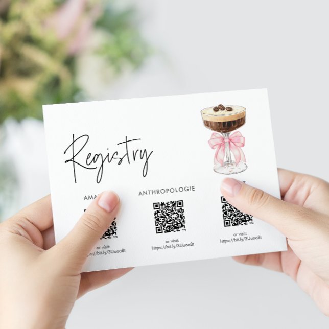 Pink Bow Espresso Martini Bridal Shower - Registry Enclosure Card (Pink Bow Espresso Martini Bridal Shower - Registry Enclosure Card)