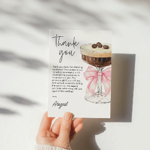 Pink Bow Espresso Martini Bridal Shower Thank You Card