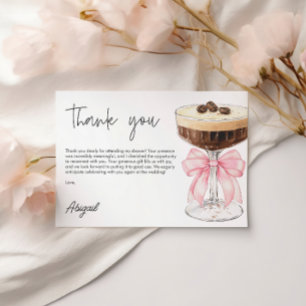 Pink Bow Espresso Martini Bridal Shower Thank You Enclosure Card