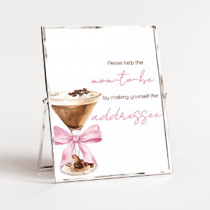 Pink Bow Espresso Shower Envelope Station Sign