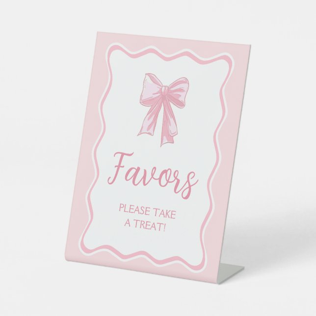 Pink Bow Favour Pedestal Sign (Front)