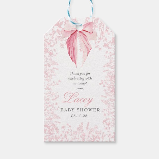 Pink Bow Favour tag (Front)