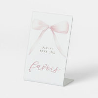 pink bow favours pedestal sign