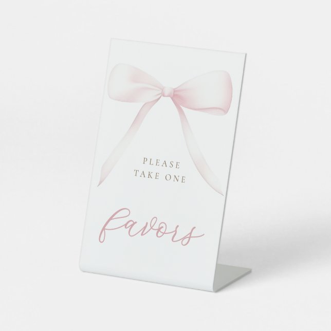pink bow favours pedestal sign (Front)