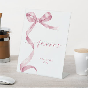 Pink Bow Favours Pedestal Sign