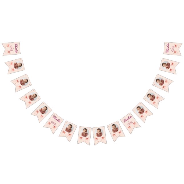 Pink Bow First Birthday! Bunting (All)