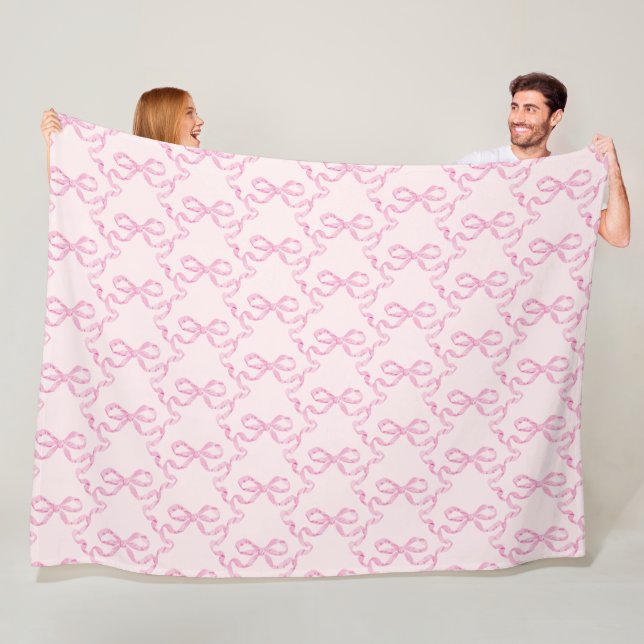 Pink Bow Fleece Blanket (In Situ)