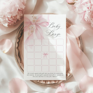 Pink Bow Floral Baby Bingo Baby shower Game
