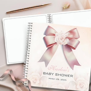 Pink Bow Floral Baby Shower Guest Book