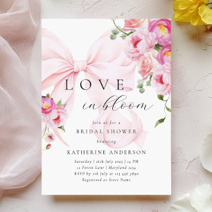 Pink Bow Floral Bridal Shower Invitation