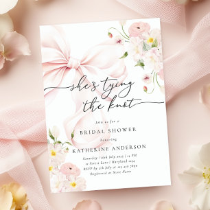 Pink Bow Floral Bridal Shower Invitation