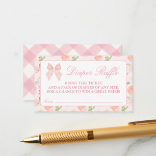 Pink Bow Floral Coquette Baby Shower Enclosure Card