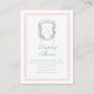 Pink Bow Floral Crest Display Shower Enclosure Card