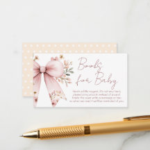 Pink Bow Floral Girl Baby Shower Books For Baby