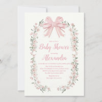Pink Bow Floral Girl Baby Shower