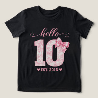 Pink Bow Floral N Ten Party | Hello 10 Birthday Tri-Blend Shirt