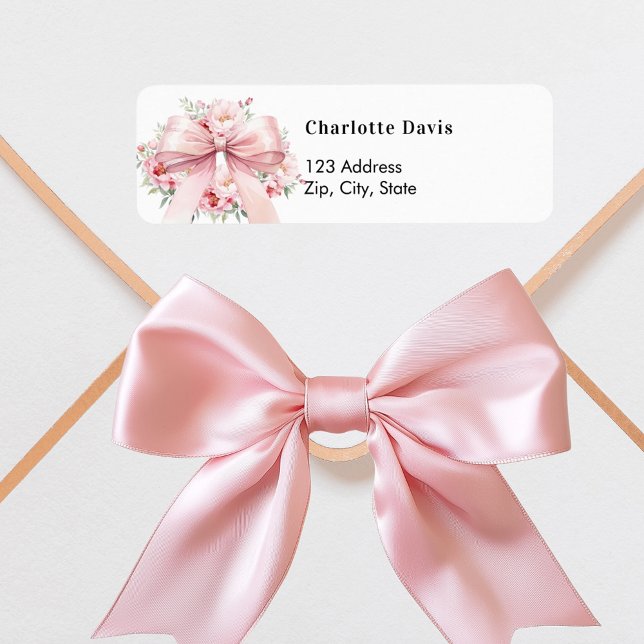 Pink bow floral return address  (Creator Uploaded)