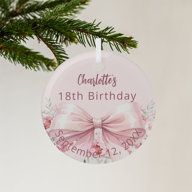 Pink bow florals birthday glass tree decoration (Creator Uploaded)