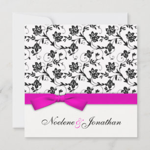 Pink Bow Flower Wedding Invitation