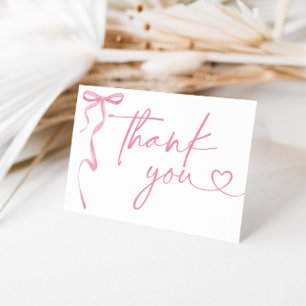 Pink Bow Folded Thank You Card