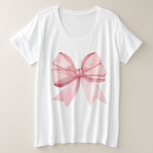 Pink Bow for Women Plus Size T-Shirt (Design Front)