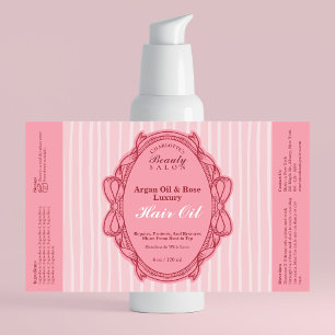 Pink Bow Frame Beauty Oil Bottle Label